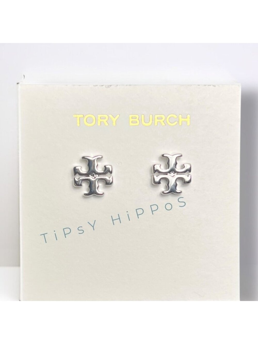 both. NEW!! Tory Burch Silver Kira Logo Stud Earrings
